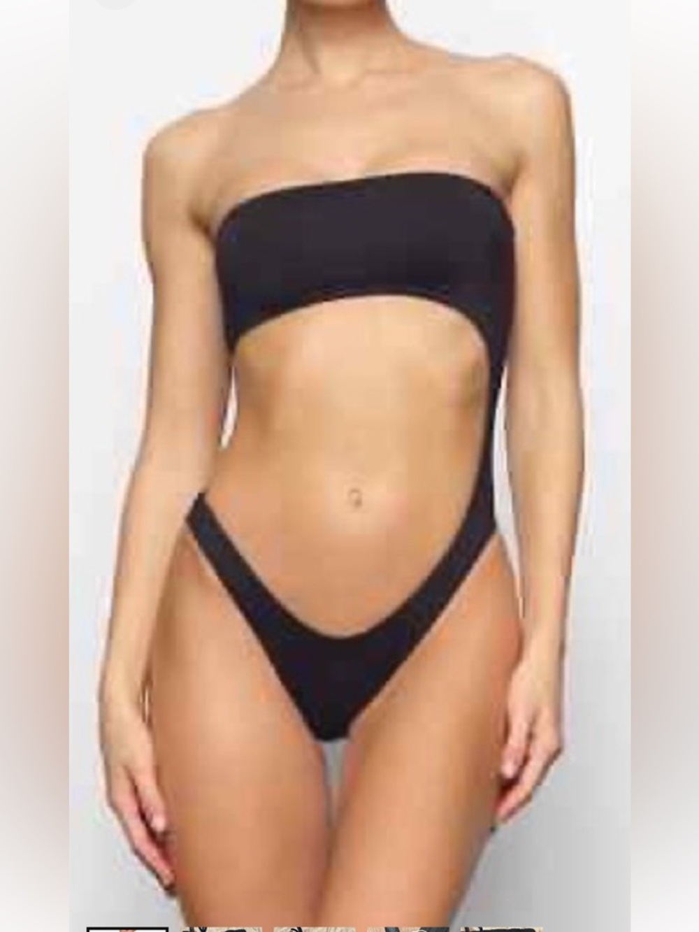Skims Strapless Black Monokini Medium